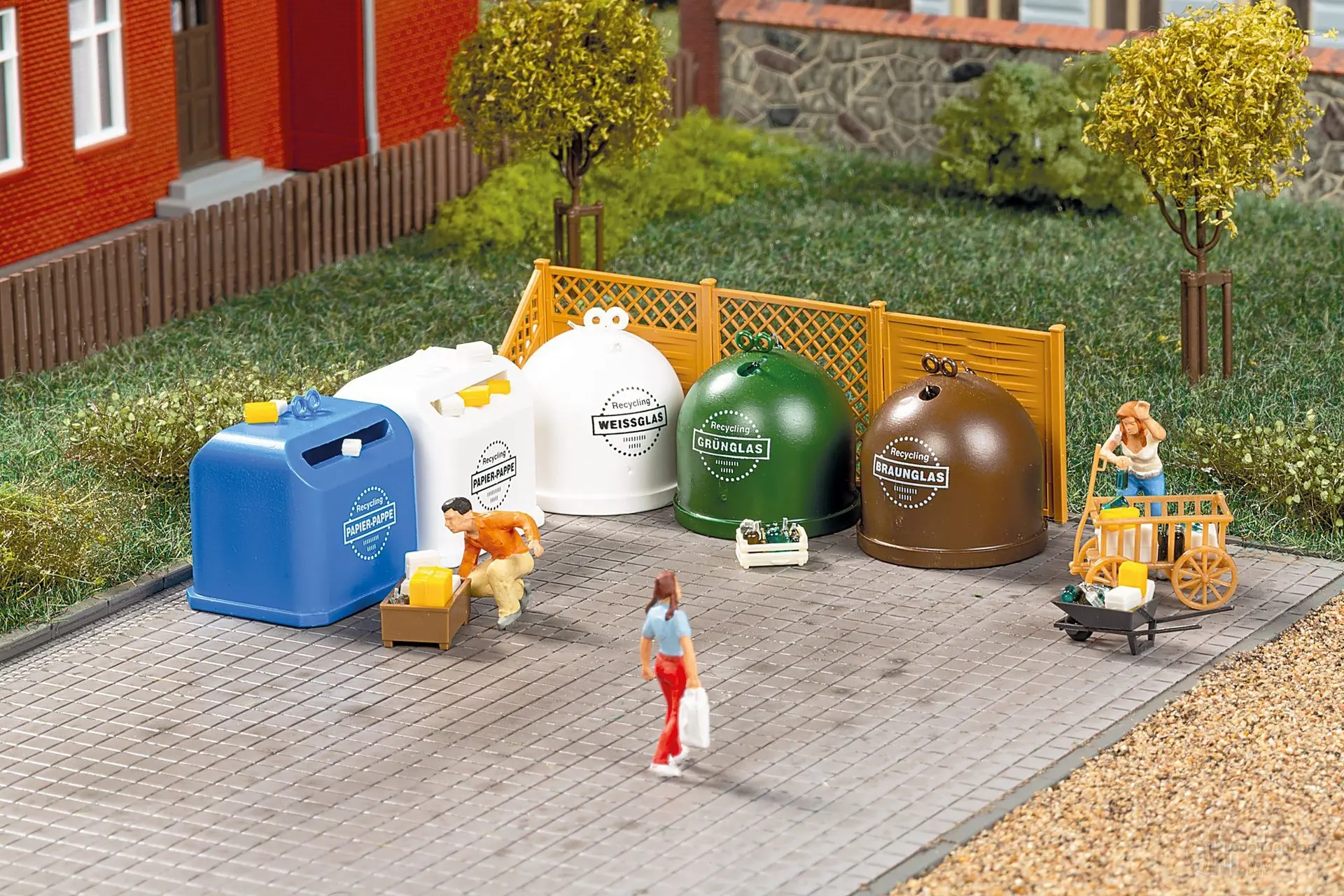 Auhagen 11479 - Recycling-Container mit Zubehör H0 1:87