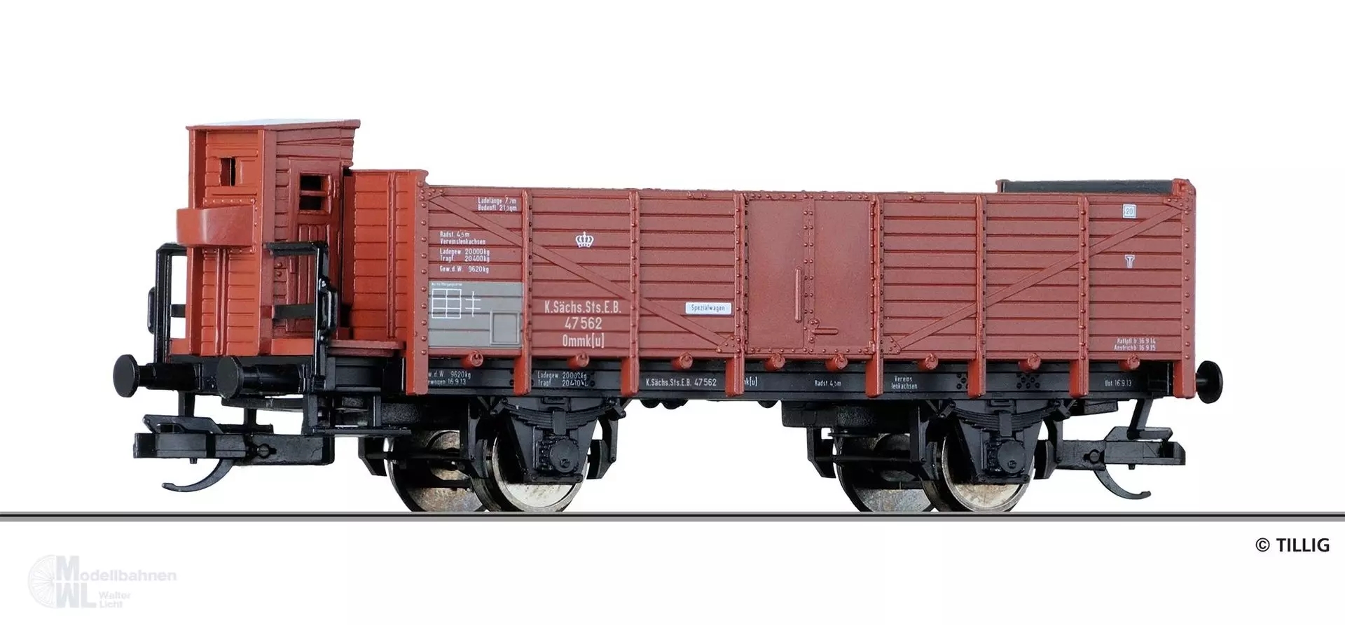 Tillig 14296 - Güterwagen offen K.Sächs.Sts.E.B. Ep.I Ommk(u) TT 1:120