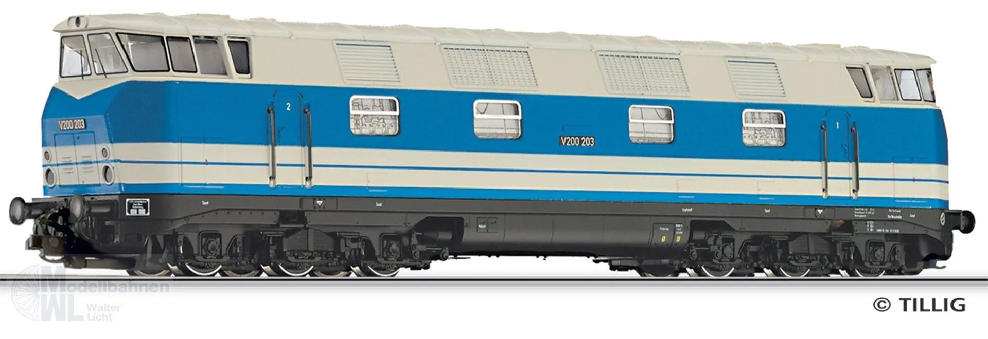 Tillig 502583 - Diesellok V 200 203 DR Ep.III GFK (ex. 02656) TT 1:120
