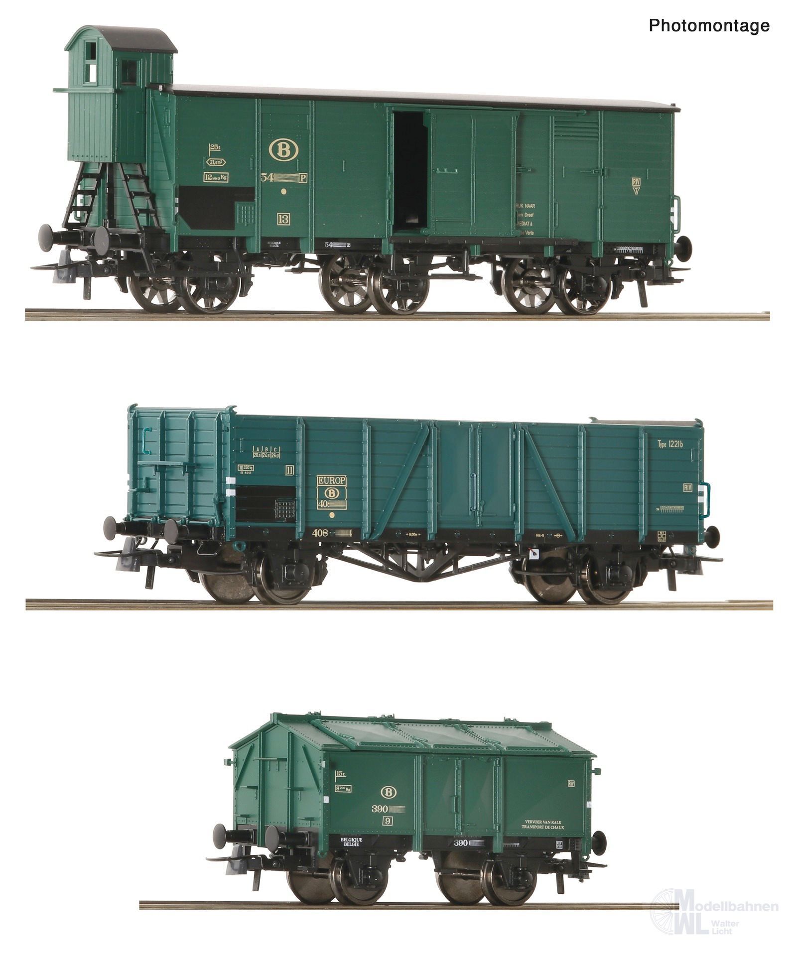 Roco 6600079 - Güterwagen Set SNCB Ep.III 3.tlg. H0/GL Roco 6600079 - Güterwagen Set SNCB Ep.III 3.tlg. H0/GL