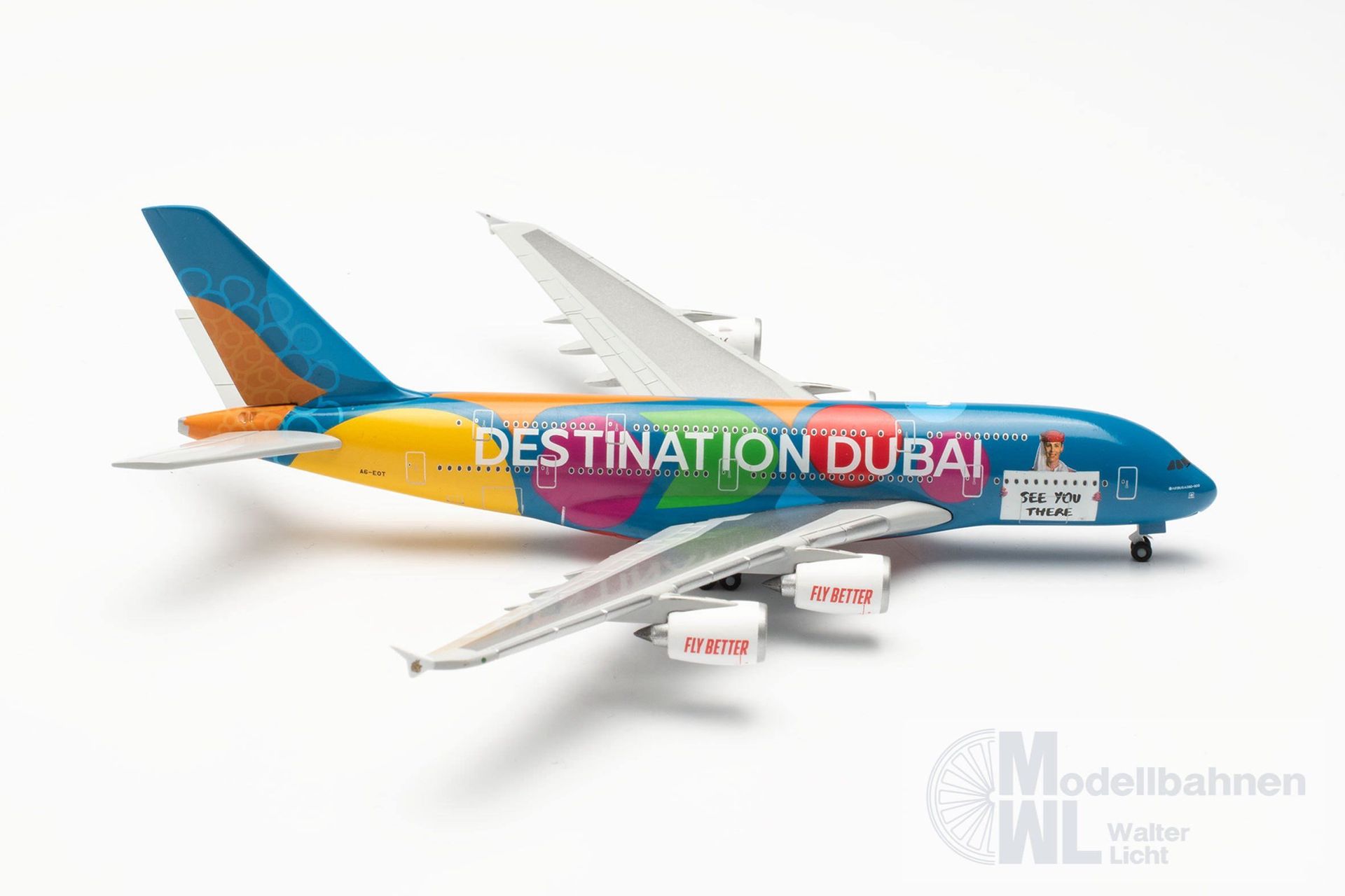 Herpa 536905 - Airbus A380 Emirates Destination Dubai 1:500