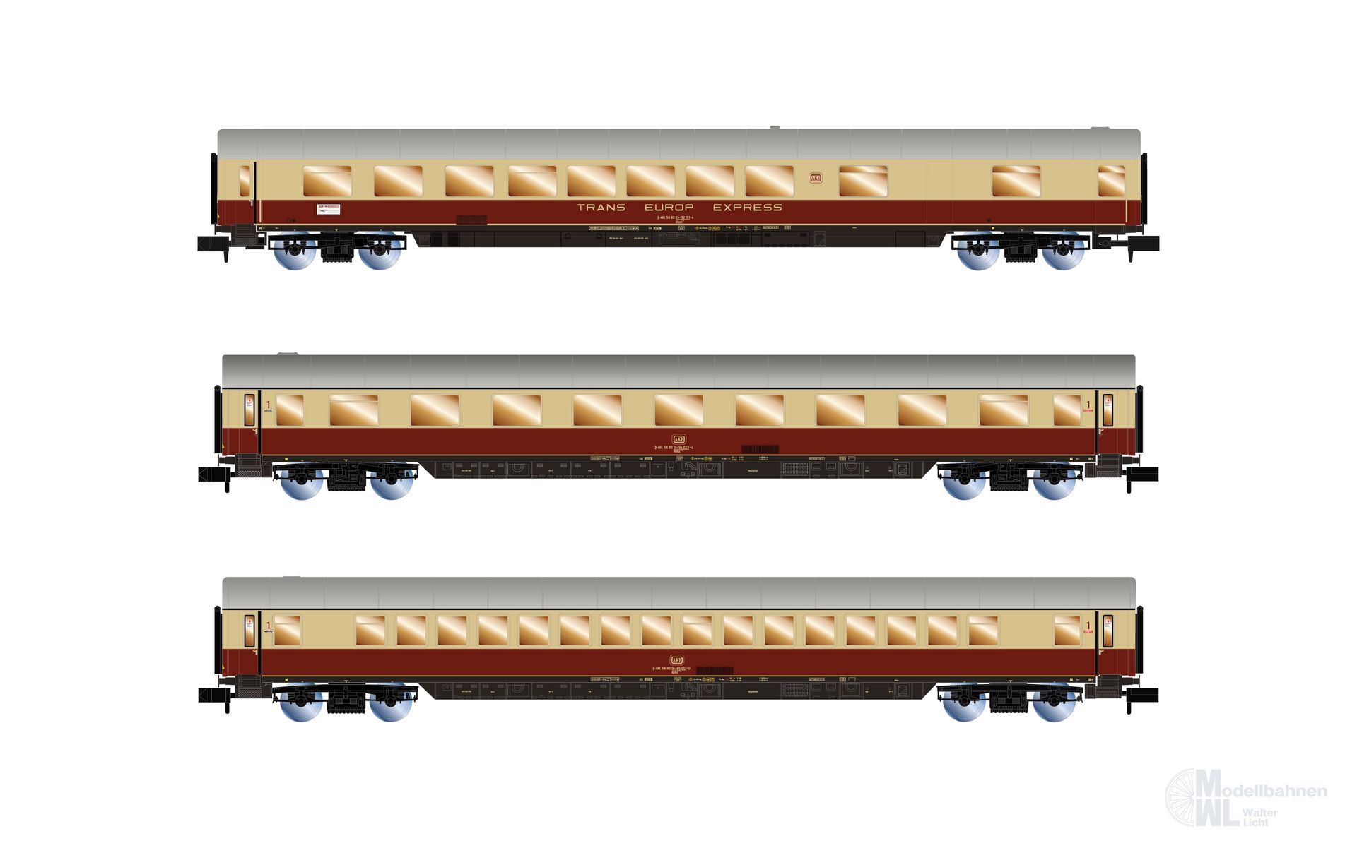 Arnold 4508 - Personenwagen Set AKE Ep.VI 3.tlg. Rheingold Set 2 N 1:160 Arnold 4508 - Personenwagen Set AKE Ep.VI 3.tlg. Rheingold Set 2 N 1:160