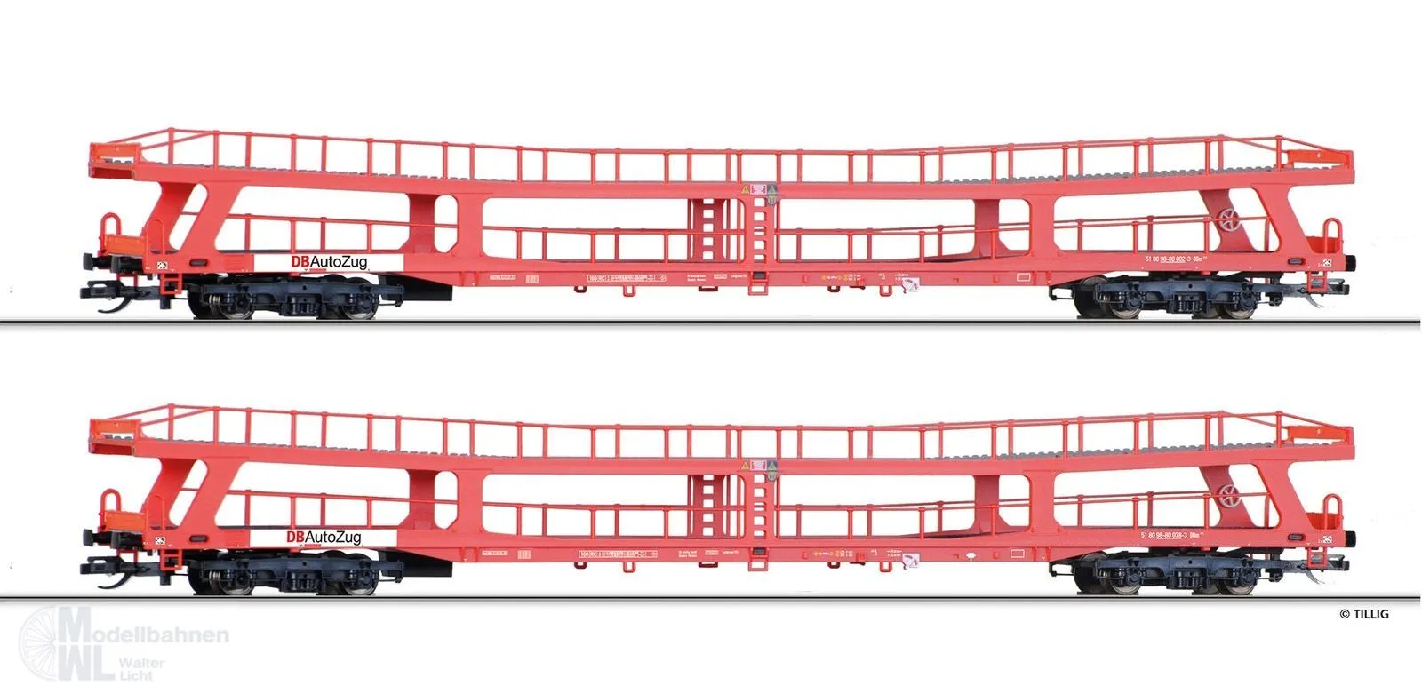 Tillig 01136 - Autotransportwagen Set DB Ep.V DDm 915 2.tlg. TT 1:120