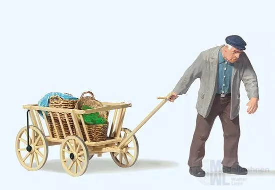 Preiser 45109 - Bauer, Leiterwagen ziehend Spur G