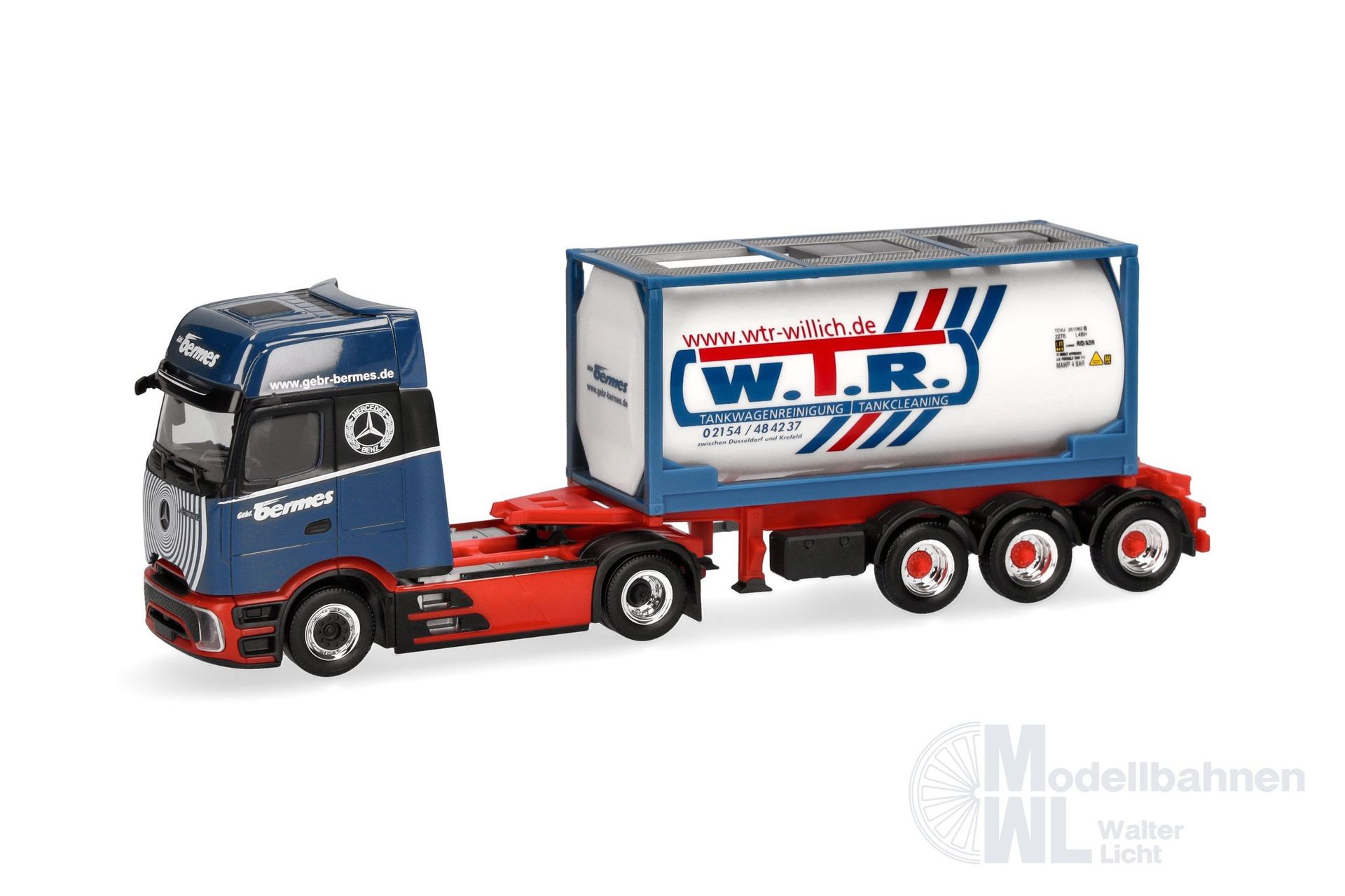 Herpa 320443 - Mercedes-Benz Actros L ProCab Tankcontainer-Sattelzug H0 1:87
