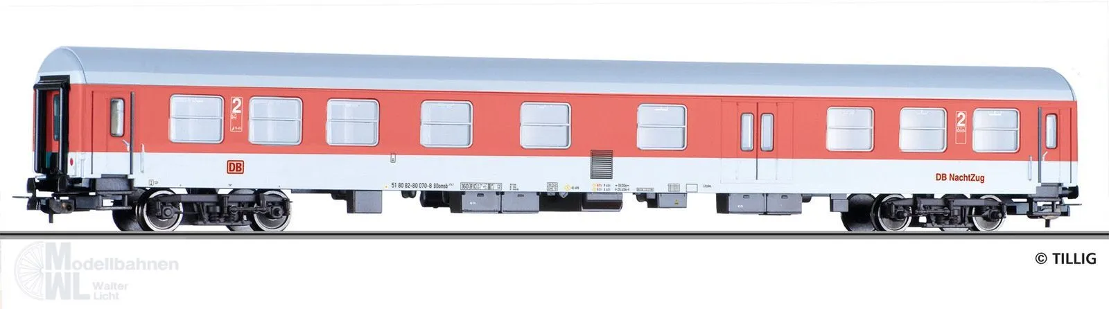 Tillig 75020 - Personenwagen DB NachtZug Ep.V 2.Kl.7Gepäck BDomsb 274.1 H0/GL