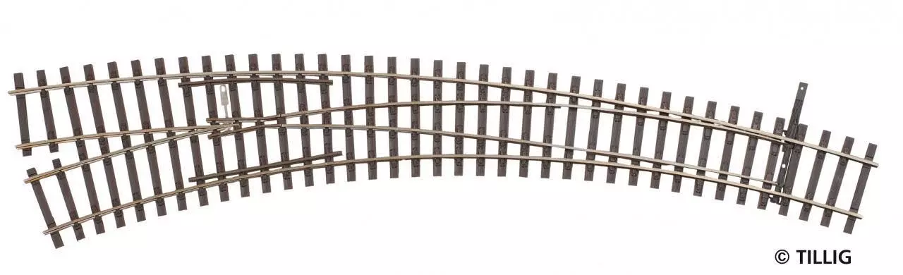 Tillig 85334 - Innenbogenweiche links 293°/413° Herzstückwinkel 9° H0/GL