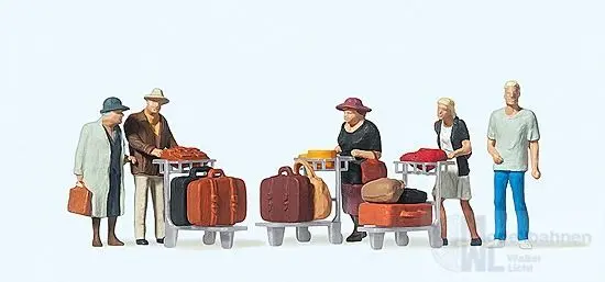 Preiser 10459 - Reisende mit Kofferkuli H0 1:87