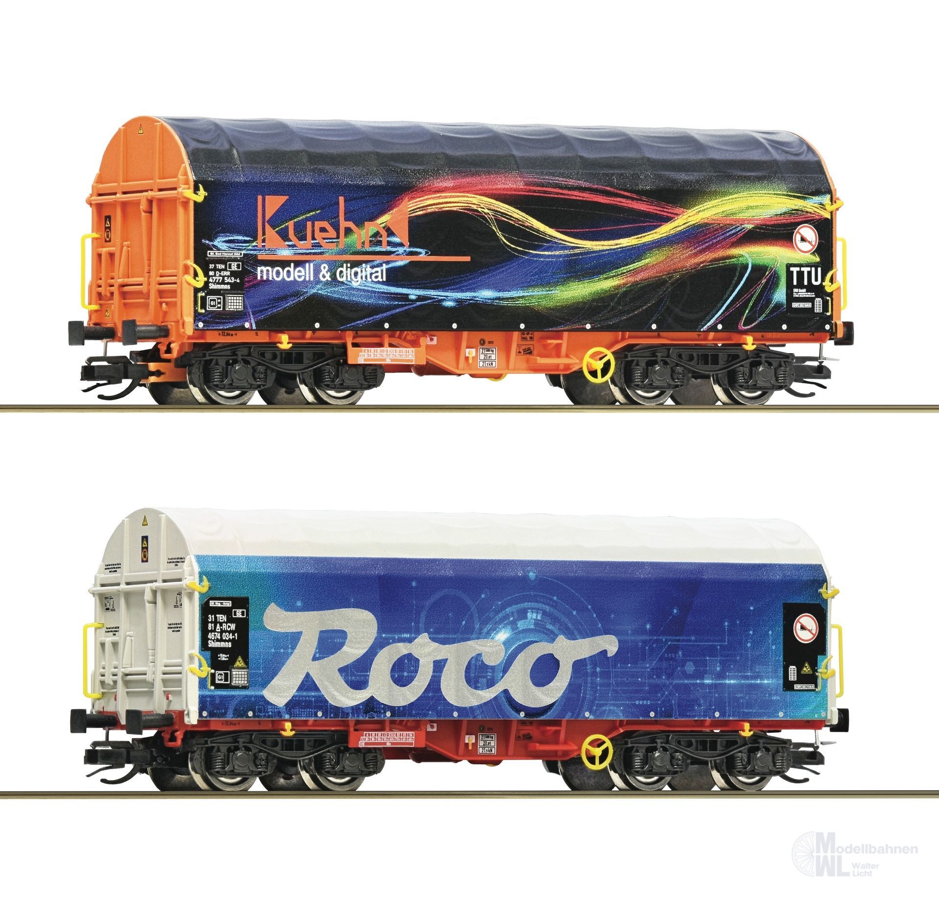 Roco 6680022 - Schiebeplanenwagen Set Roco Ep.VI 2.tlg. TT 1:120