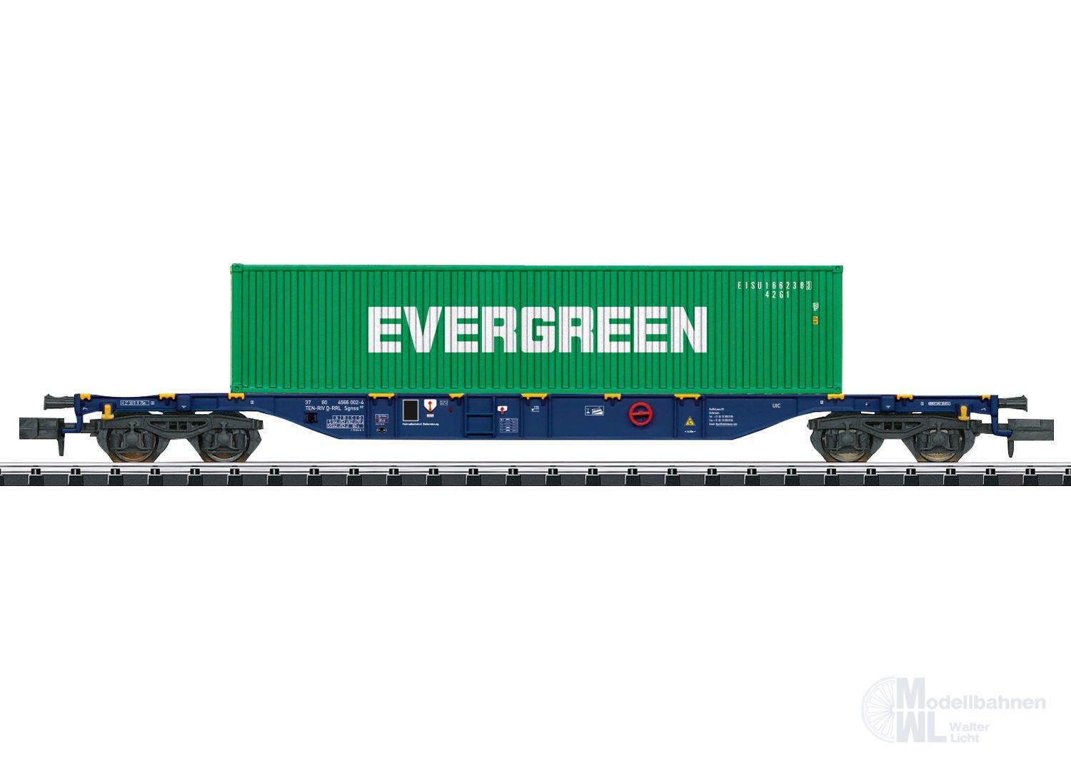 Trix 18560 - Containertragwagen RRL Ep.VI Container Evergreen N 1:160