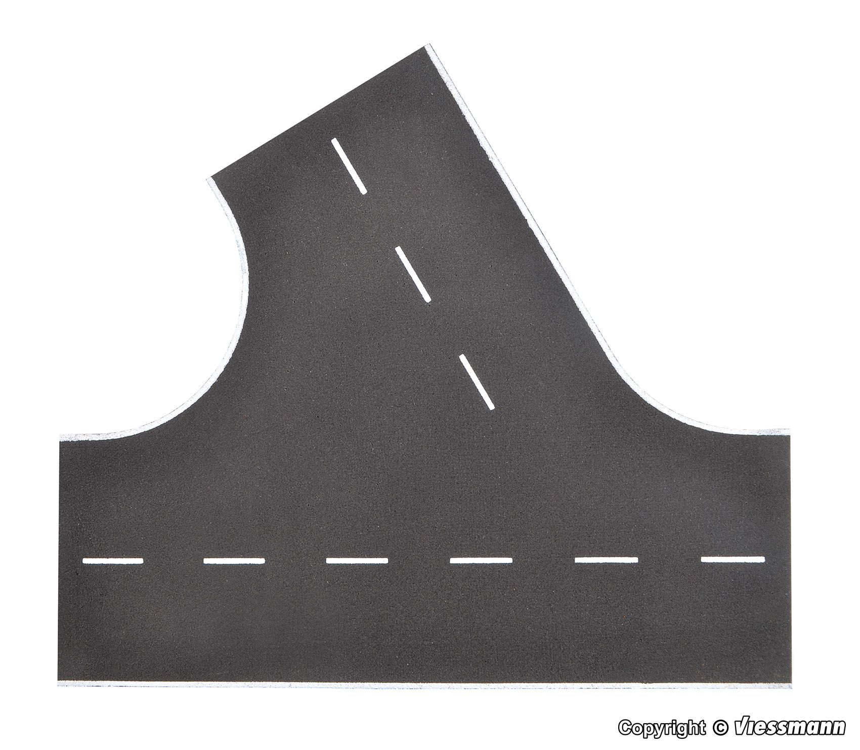 Vollmer 48264 - Straßenplatte Asphalt aus Steinkunst 60°-Einmündung nach links H0 1:87