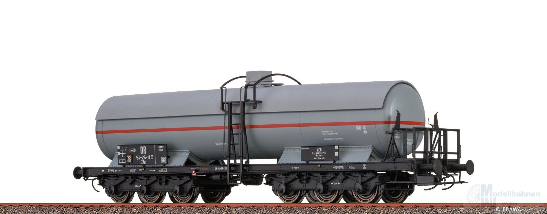 Brawa 50090 - Gaskesselwagen DR Ep.III ZZd VEB Farbenwerk Wolfen H0/GL Brawa 50090 - Gaskesselwagen DR Ep.III ZZd VEB Farbenwerk Wolfen H0/GL