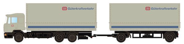 Lemke Minis 4634 - MAN F90 3-achs Wechselpritschen-Hängerzug DB Güterkraftverkehr N 1:160