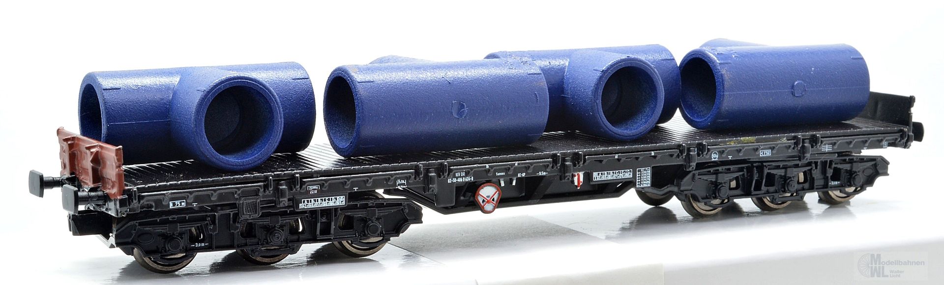 NPE NW22910 - Schwerlastwagen DB Ep.IV/V Salmms 454 beladen mit T-Stücken H0/GL