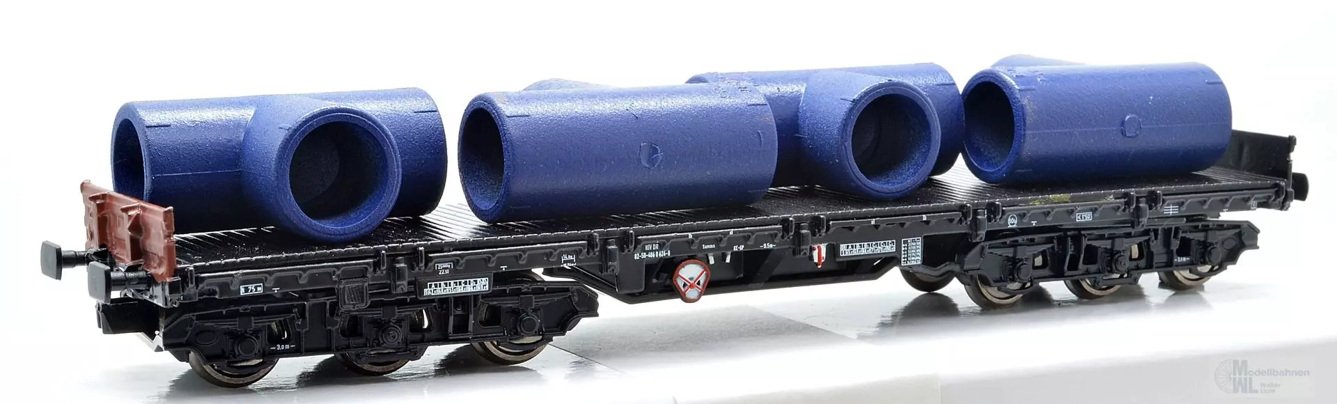 NPE NW22910 - Schwerlastwagen DB Ep.IV/V Salmms 454 beladen mit T-Stücken H0/GL