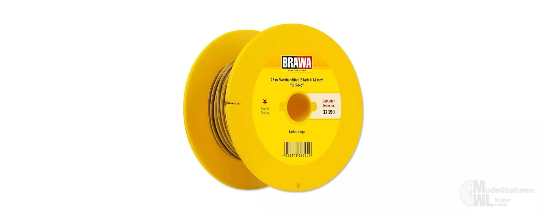 Brawa 32390 - Doppellitze braun/gelb 0,14 mm² 25 m Spule
