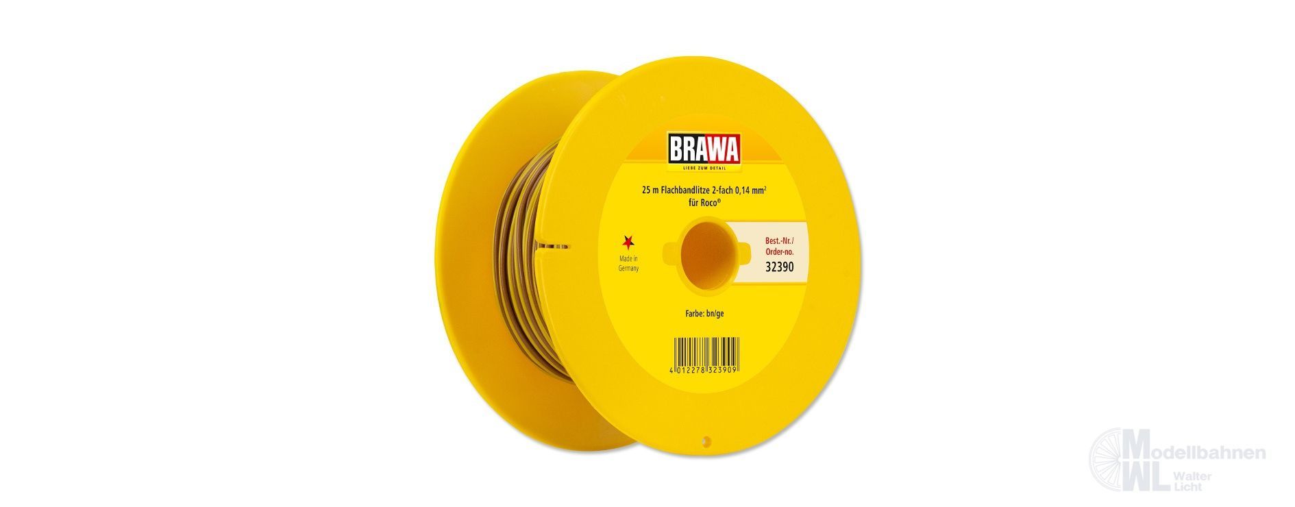 Brawa 32390 - Doppellitze braun/gelb 0,14 mm² 25 m Spule Brawa 32390 - Doppellitze braun/gelb 0,14 mm² 25 m Spule