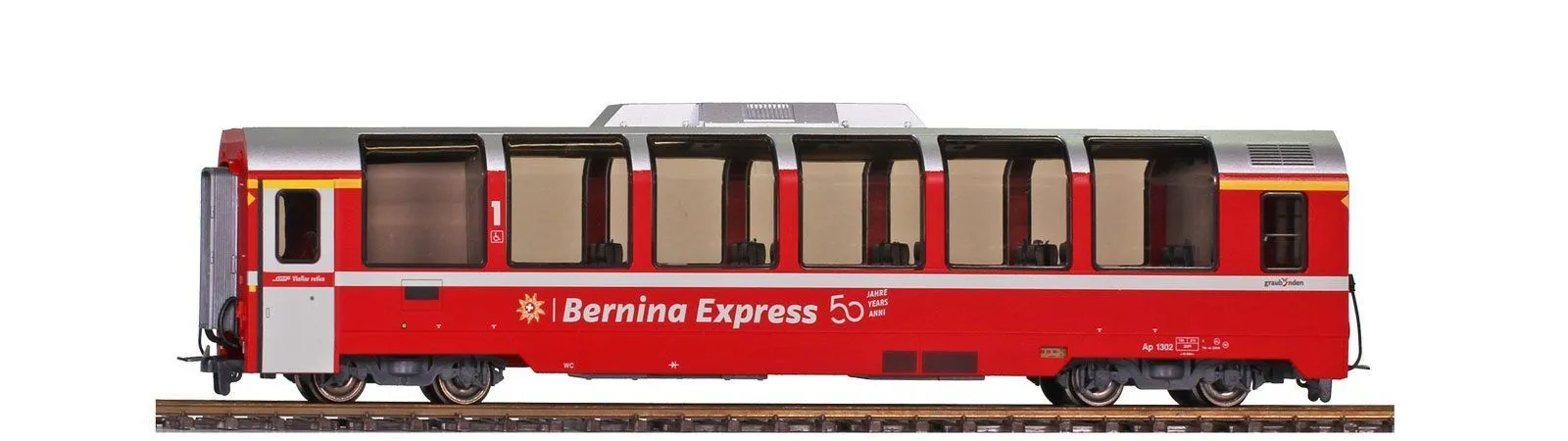 Bemo 3593152 - Panoramawagen RhB Ep.VI Ap 1302 50 Jahre BEX H0/WS