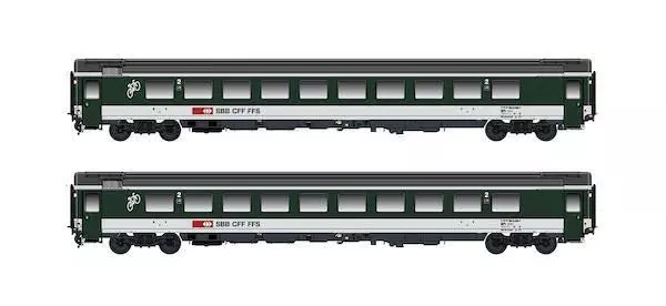 Hobbytrain 25502 - Personenwagen Set SBB Ep.IV/V 2.tlg. grau/grün N 1:160