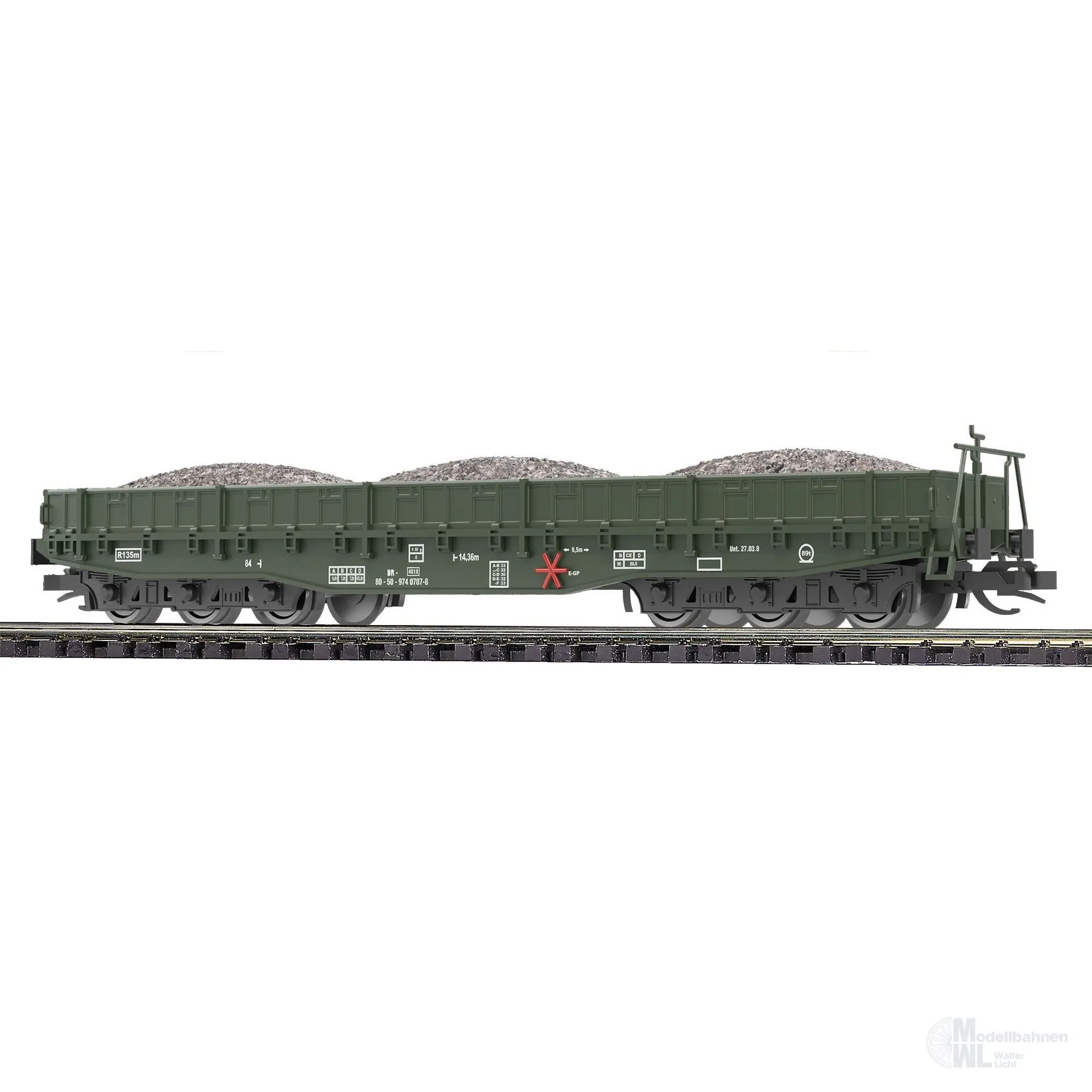 Busch 31187 - Flachwagen DR Ep.IV Samm 4818 Ladegut Schotter Schotter TT 1:120