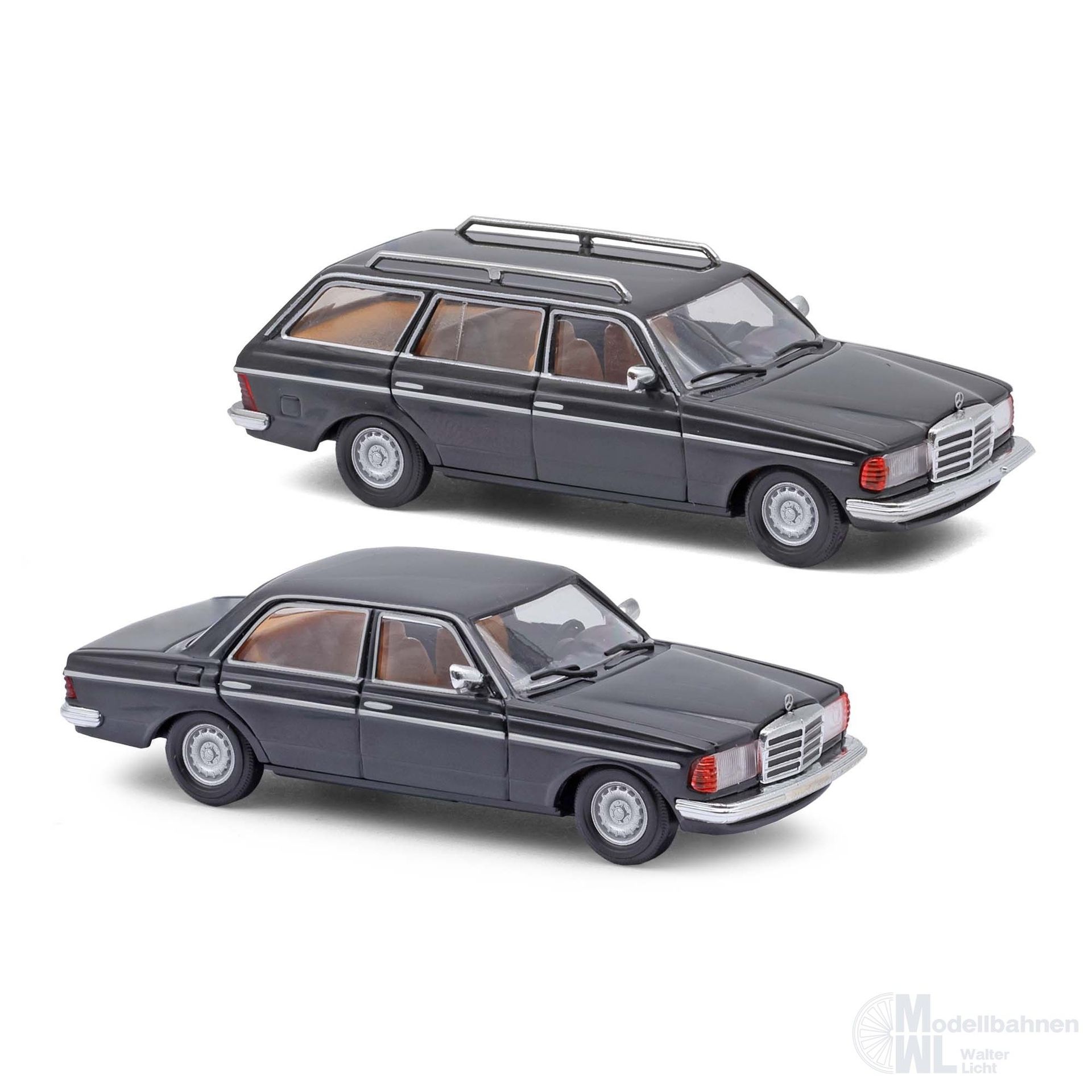 Busch 46986 - Mercedes-Benz W123 Limousine & T-Modell schwarz H0 1:87