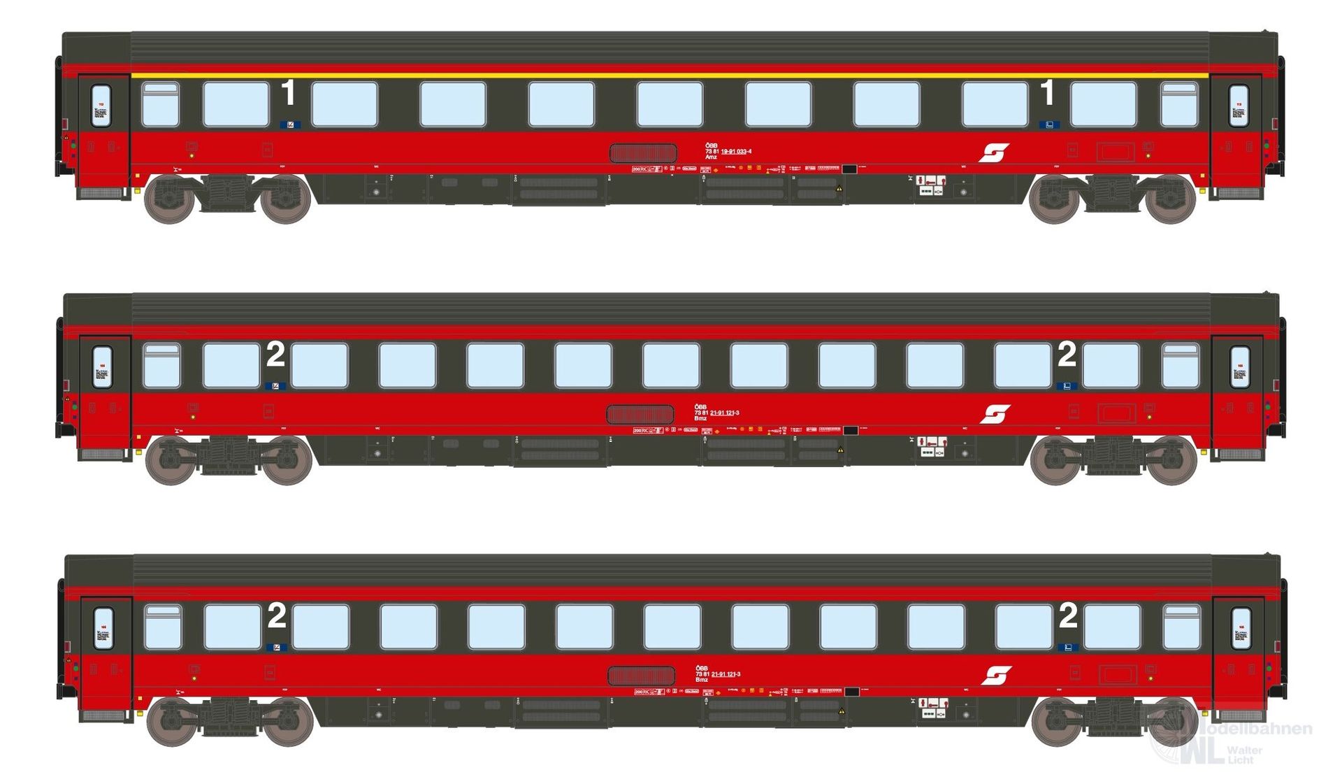 ASM 24000 - Personenwagen Set ÖBB Ep.IV EC 64 Amz+2xBmz 3.tlg. N 1:160 ASM 24000 - Personenwagen Set ÖBB Ep.IV EC 64 Amz+2xBmz 3.tlg. N 1:160