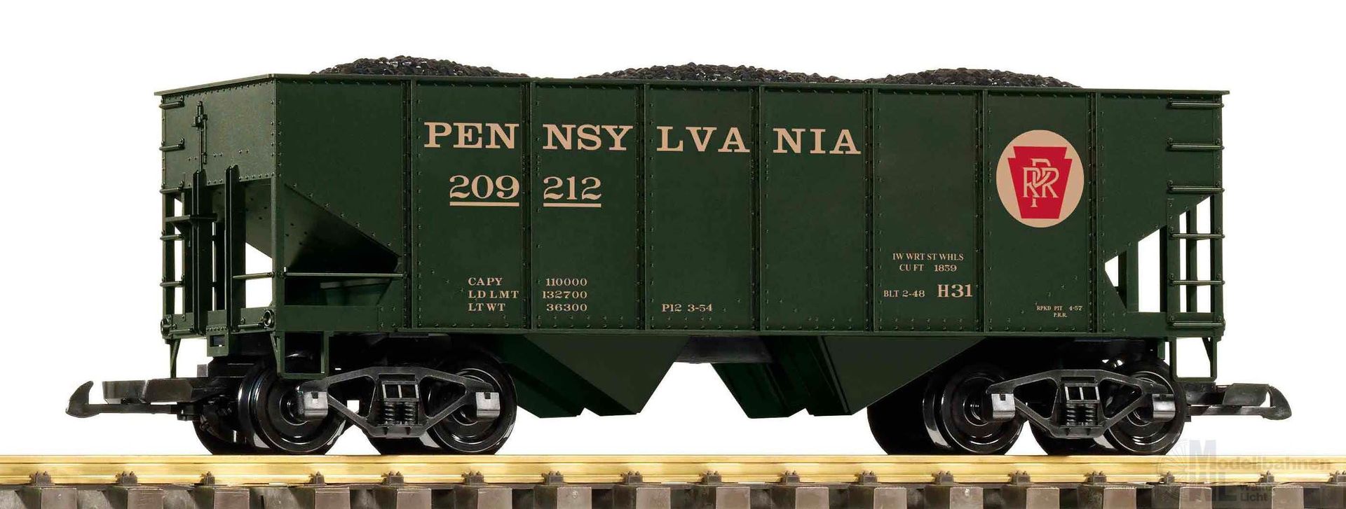 Piko 38955 - Schüttgutwagen PRR mit Kohleladung SPUR G 1:22,5