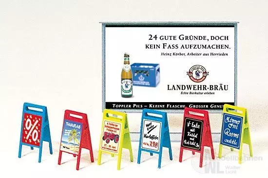 Preiser 17208 - Plakattafel, Werbeschilder. B H0 1:87