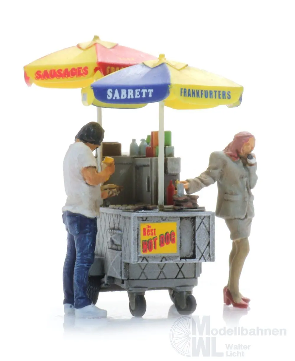 ARTITEC b.v. 387625 - Hot Dog-Wagen + 2 Figuren H0 1:87