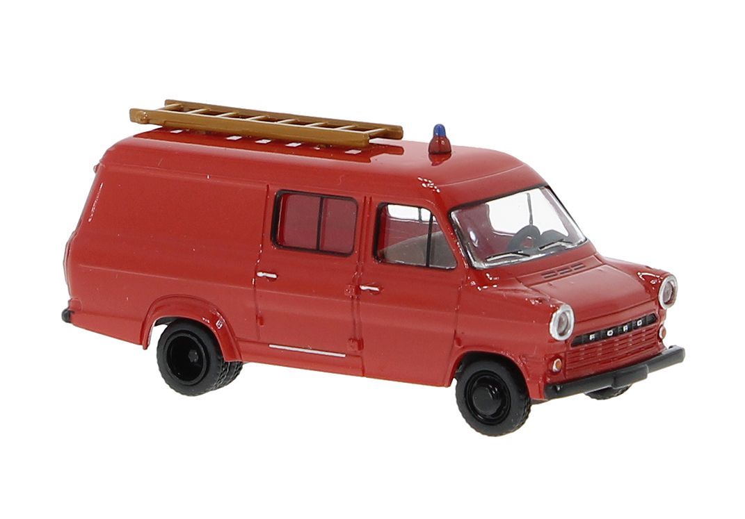 Brekina 34160 - Ford Transit Mk.1 der Feuerwehr rot/schwarz H0 1:87