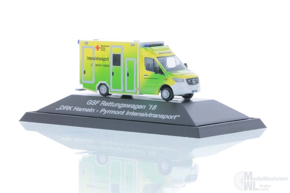 Rietze 76257 - Mercedes-Benz GSF RTW ´18 DRK Hameln-Pyrmont Intensivtransport H0 1:87