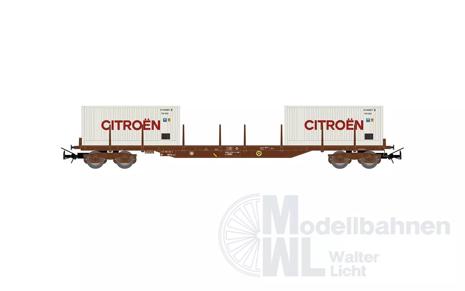Jouef 6310 - Flachwagen SNCF Ep.IV beladen mit 2 x 20ft Container Citroen H0/GL