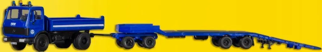 Kibri 18458 - Mercedes-Benz Kipper mit Tiefladeanhänger THW H0 1:87