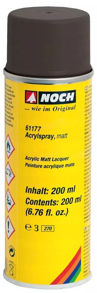 Noch 61177 - Acrylspray, matt, schwarz 200 ml G/1/0/H0/H0m/H0e/TT/N/Z