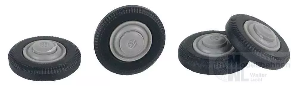Faller 163120 - 4 Reifen und Felgen für VW Käfer Grau H0 1:87