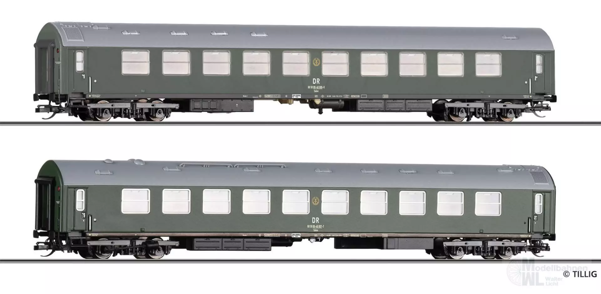 Tillig 01081 - Salonwagen Set DDR Regierungszug 2.tlg. TT 1:120