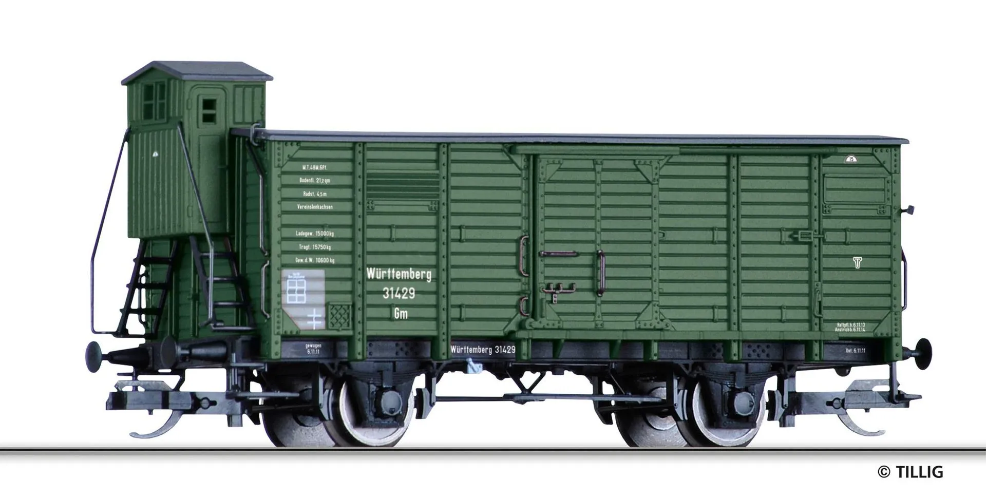 Tillig 17397 - Güterwagen ged. K.W.St.E. Ep.I Gm TT 1:120