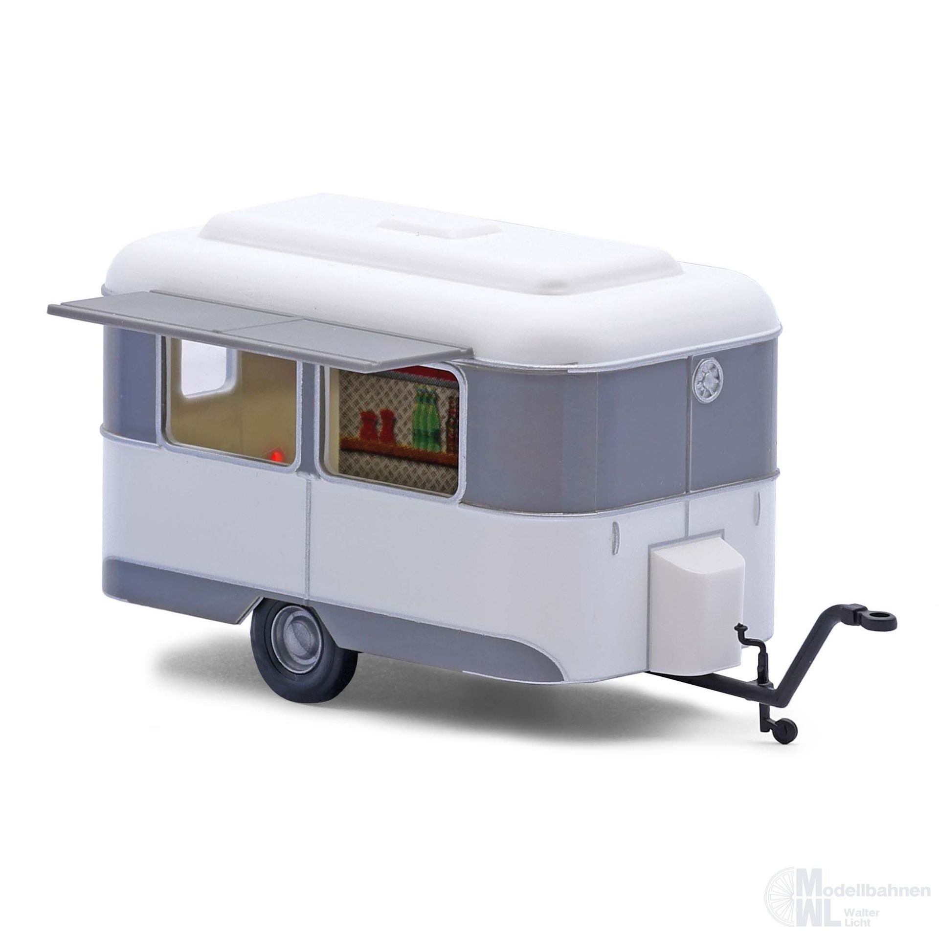Busch 51763 - Nagetusch Wohnwagen grau/weiß H0 1:87