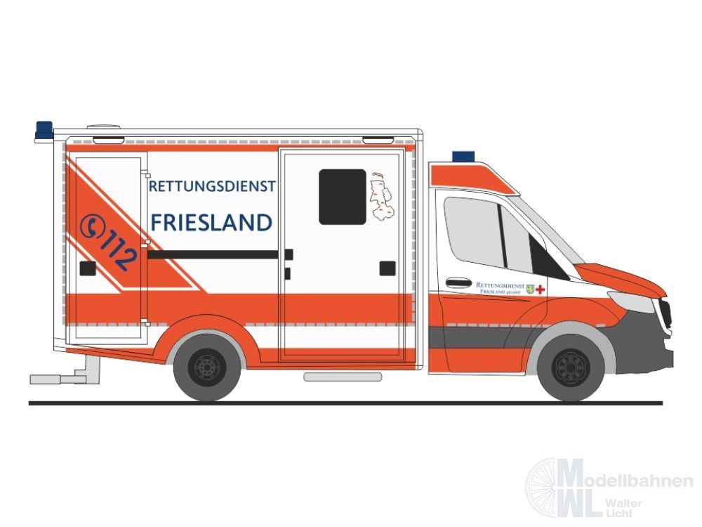 Rietze 76095 - Mercedes-Benz WAS RTW ´18 Rettungsdienst Friesland H0 1:87