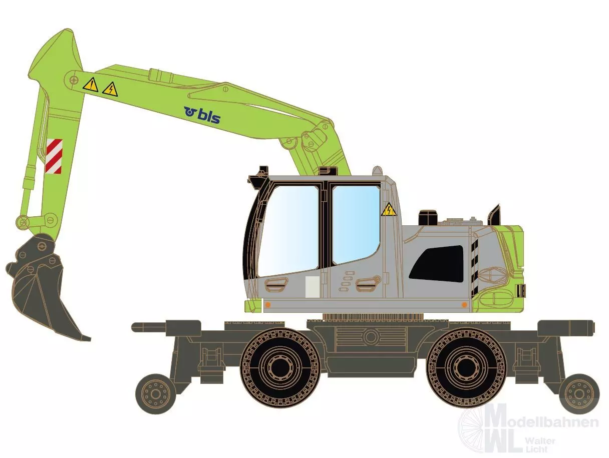 Lemke Minis 4269 - Zweiwege-Bagger Liebherr A922 Rail - BLS (CH) N 1:160