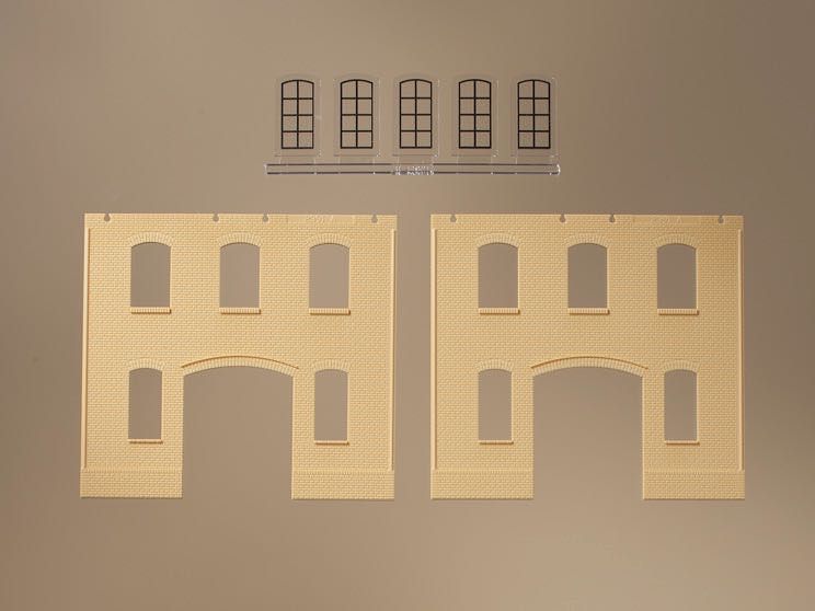 Auhagen 80618 - Wände 2391A gelb, Industriefenster L Je 94 x 86 mm H0 1:87