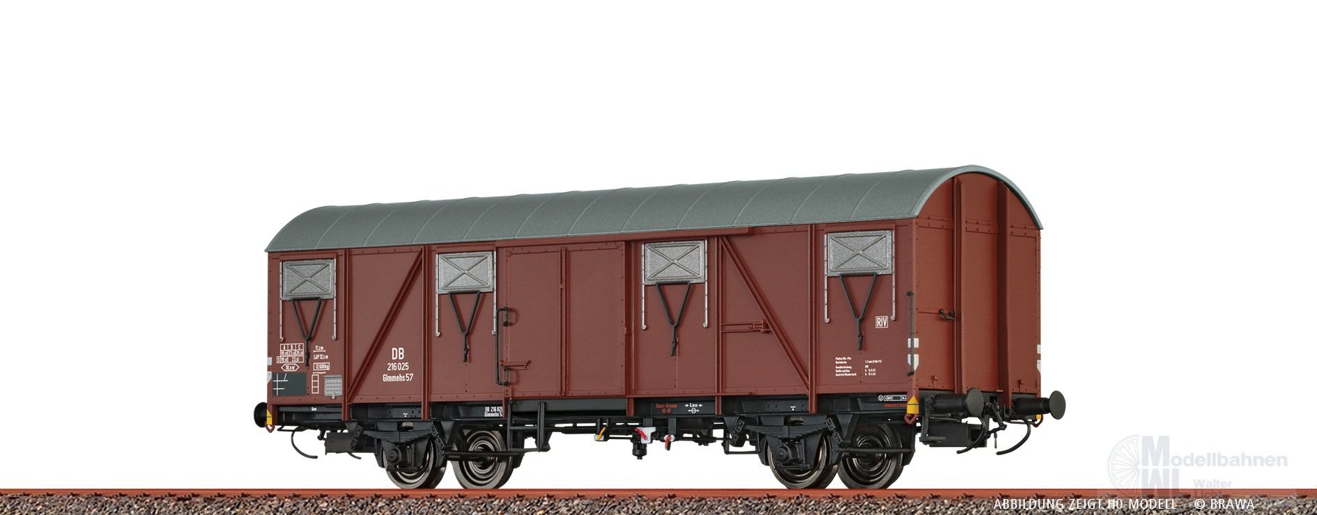Brawa 67821 - Güterwagen ged. DB Ep.III Glmmehs57 N 1:160