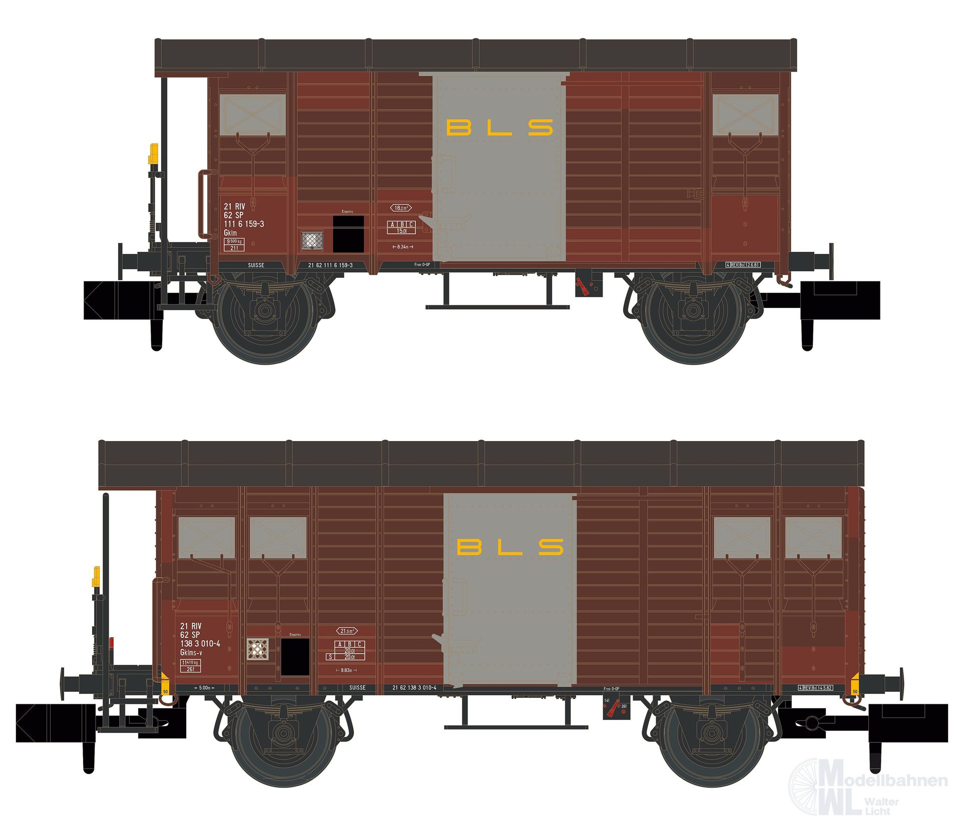 Hobbytrain 24254 - Güterwagen Set BLS Ep.IV K2 / K3 2.tlg. N 1:160