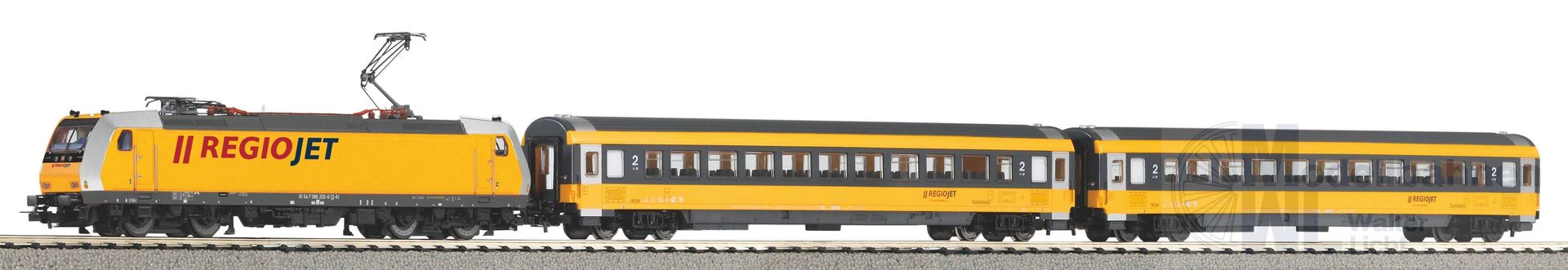 Piko 59019 - PSCwlan S-Set Regiojet Personenzug BR 386 mit 2 wg. A-Gleis & B VI H0/GL