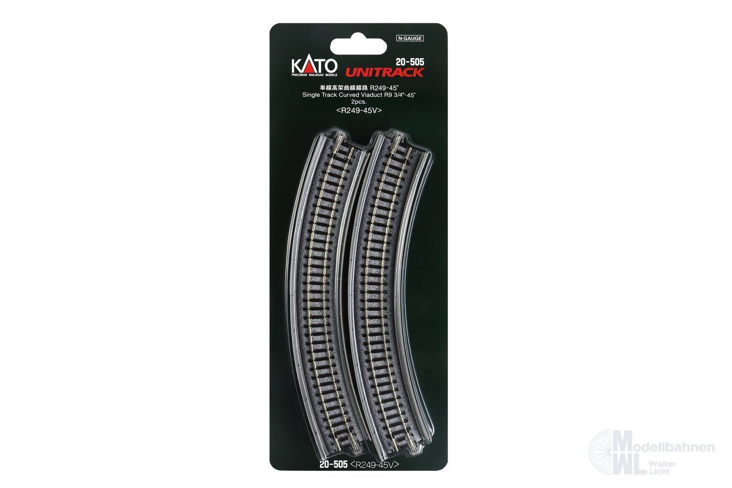 Kato 20-505 - Viadukt gebogen R249mm 45° 2 Stück N 1:160 Kato 20-505 - Viadukt gebogen R249mm 45° 2 Stück N 1:160