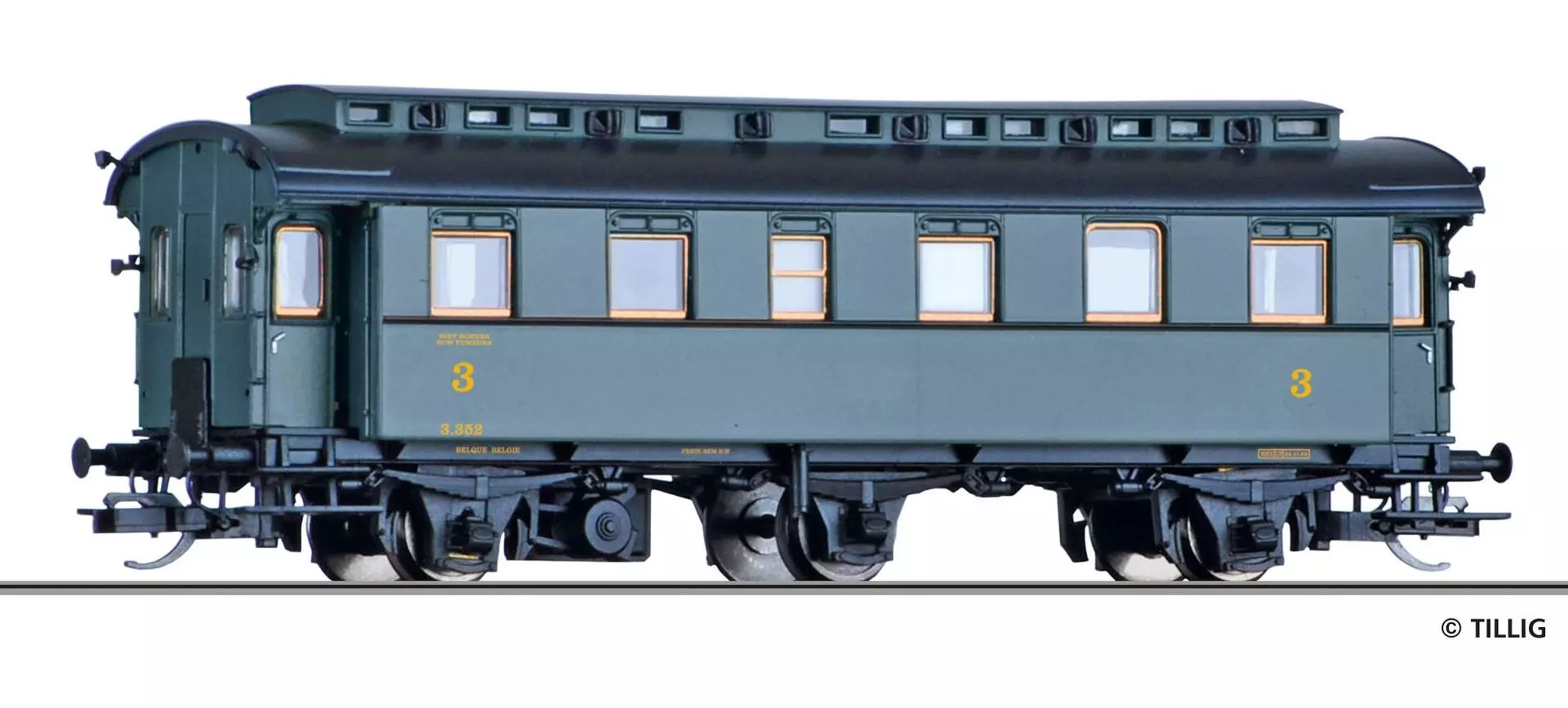 Tillig 16056 - Personenwagen SNCB Ep.II 3.Kl. TT 1:120