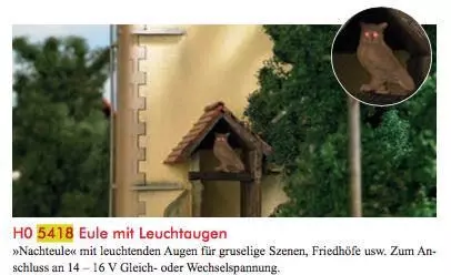 Busch 5418 - Eule mit Leuchtaugen H0 1:87