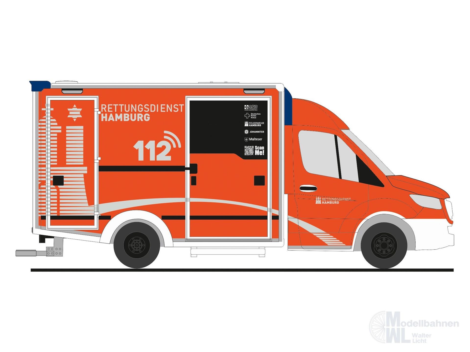 Rietze 76114 - Mercedes-Benz WAS Design-RTW ´18 Johanniter Hamburg H0 1:87