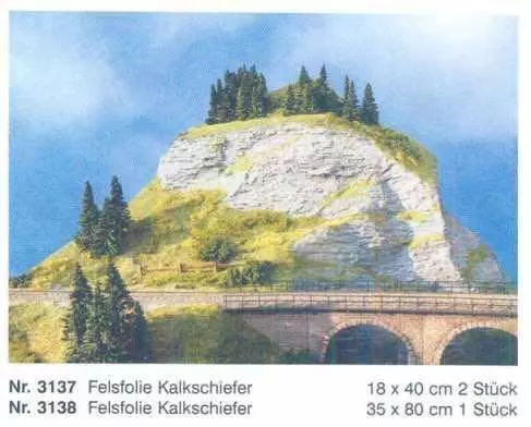 Heki 3137 - Felsfolie 40 x 18 cm 2 Stück Kalkschiefer H0/TT/N/Z