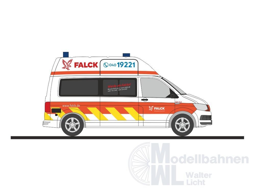 Rietze 53780 - Volkswagen T6 Falck Rettungsdienst Hamburg H0 1:87